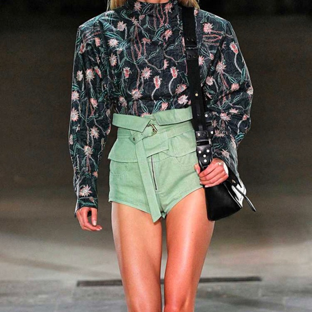 Isabel Marant Mint Green High-Waist Jean Shorts